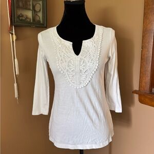 Charter Club Cream Lace Accent Blouse